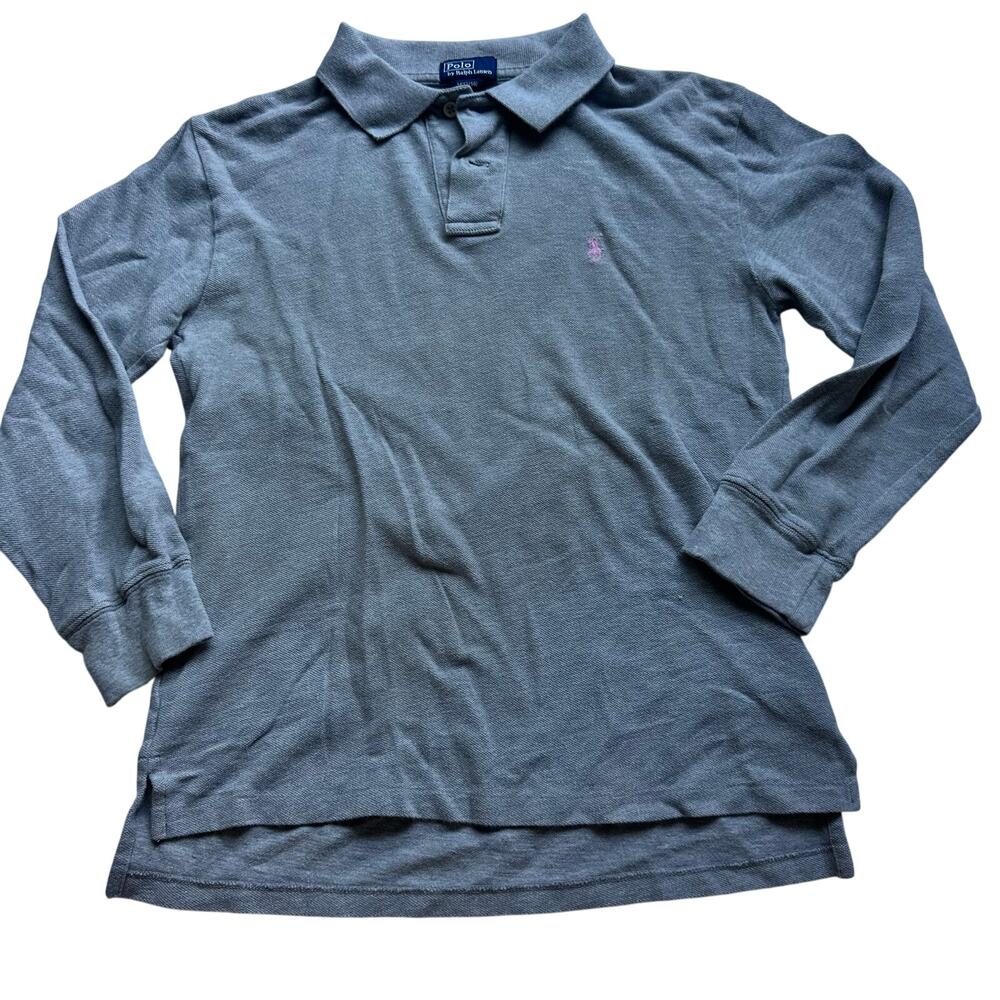 Ralph Lauren Gray Long Sleeve Polo Shirt - Size Medium